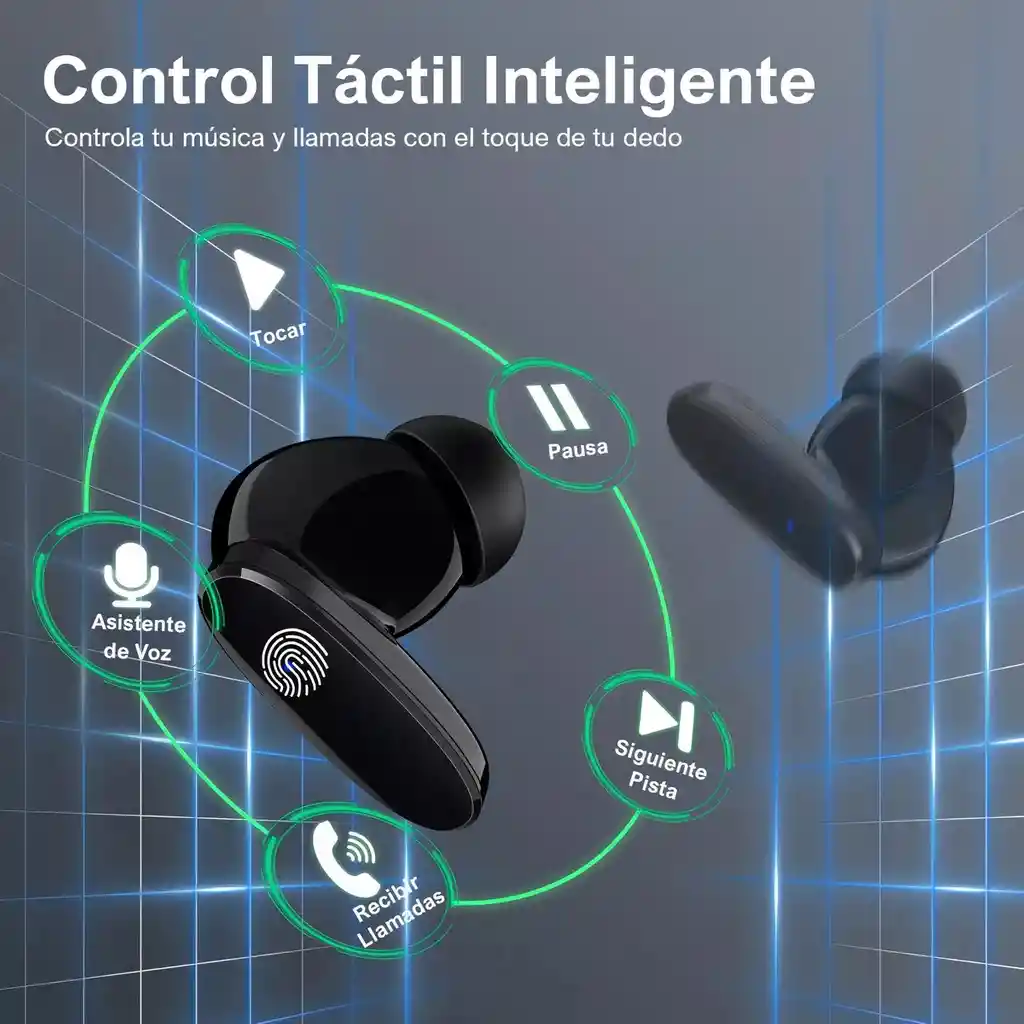 Auriculares In-ear Inalámbricos 1hora Bluetooth Aut205 Blanco Con Luz Led