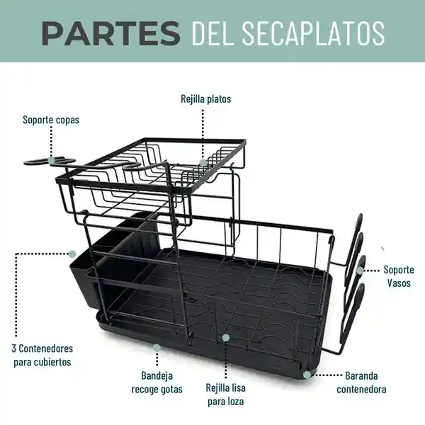 Escurridor Inoxidable Platero 2 Niveles Gran Capacidad
