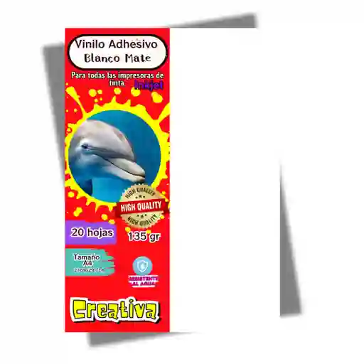 Vinilo Adhesivo Blanco Mate X 20 Hojas Resistente Al Agua
