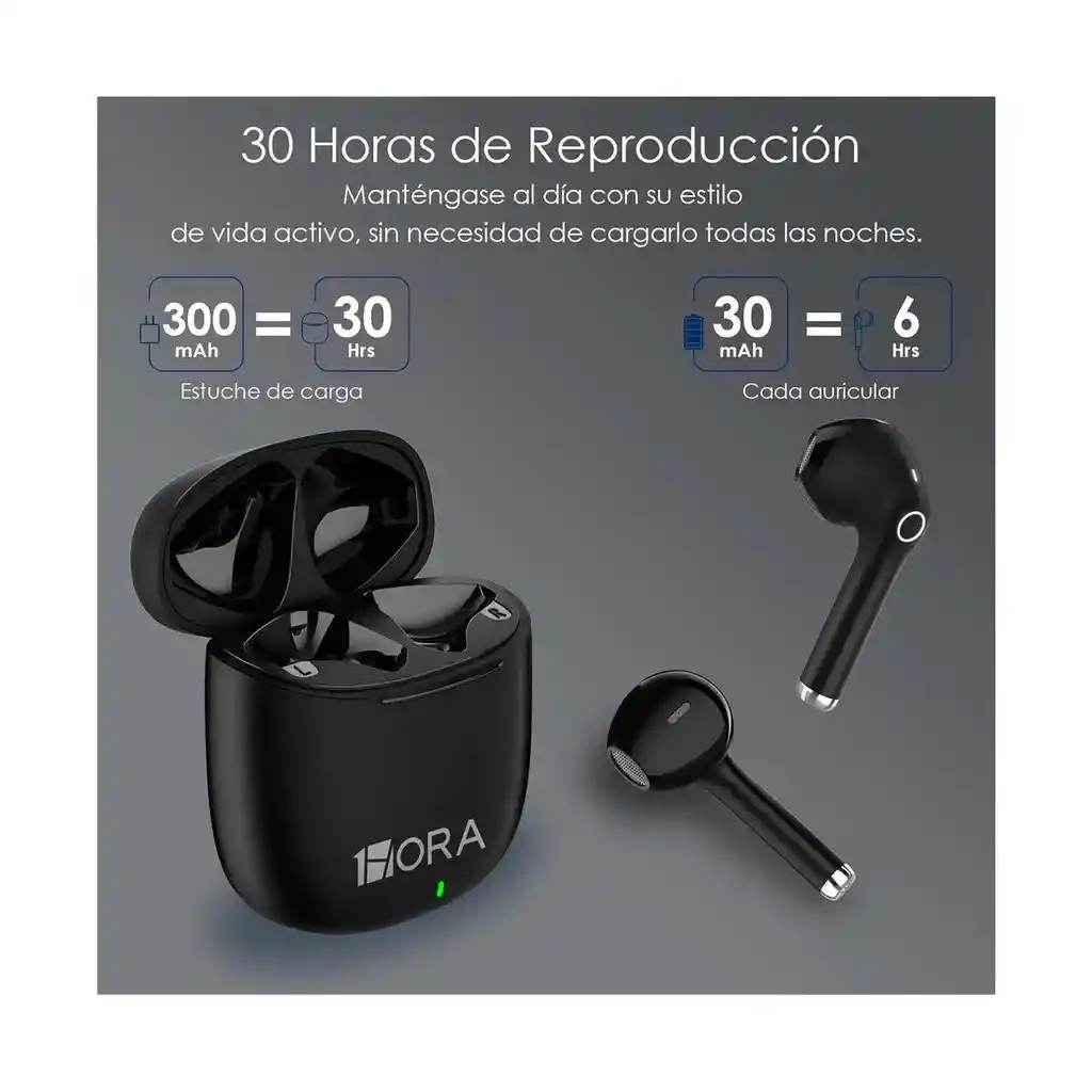 Audífonos Inalámbricos 1hora Auriculares Bluetooth Aut201 | Negro