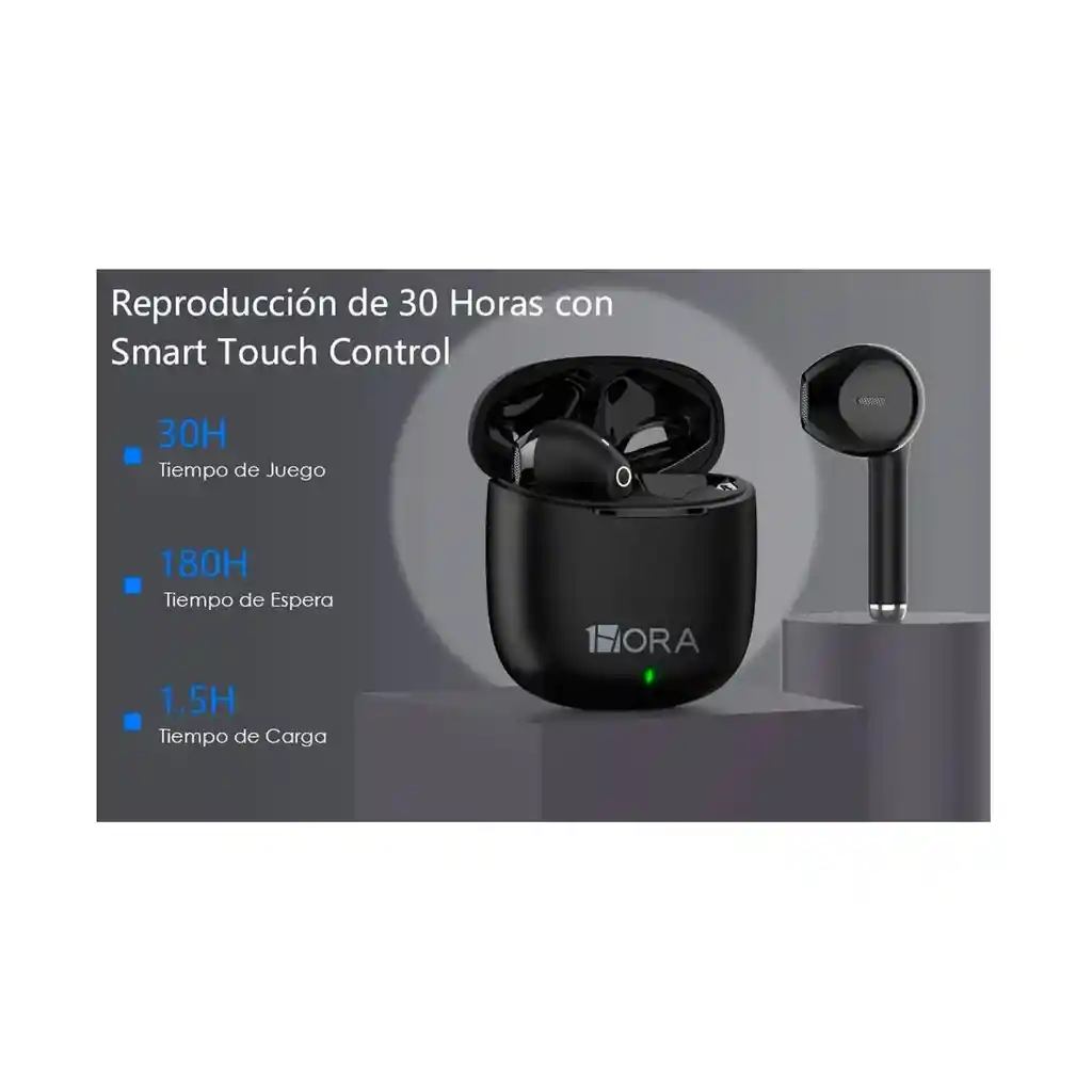 Audífonos Inalámbricos 1hora Auriculares Bluetooth Aut201 | Negro