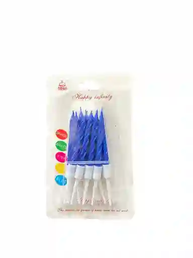 Vela Para Torta De Cumpleaños Por 10 Unidades Color Azul