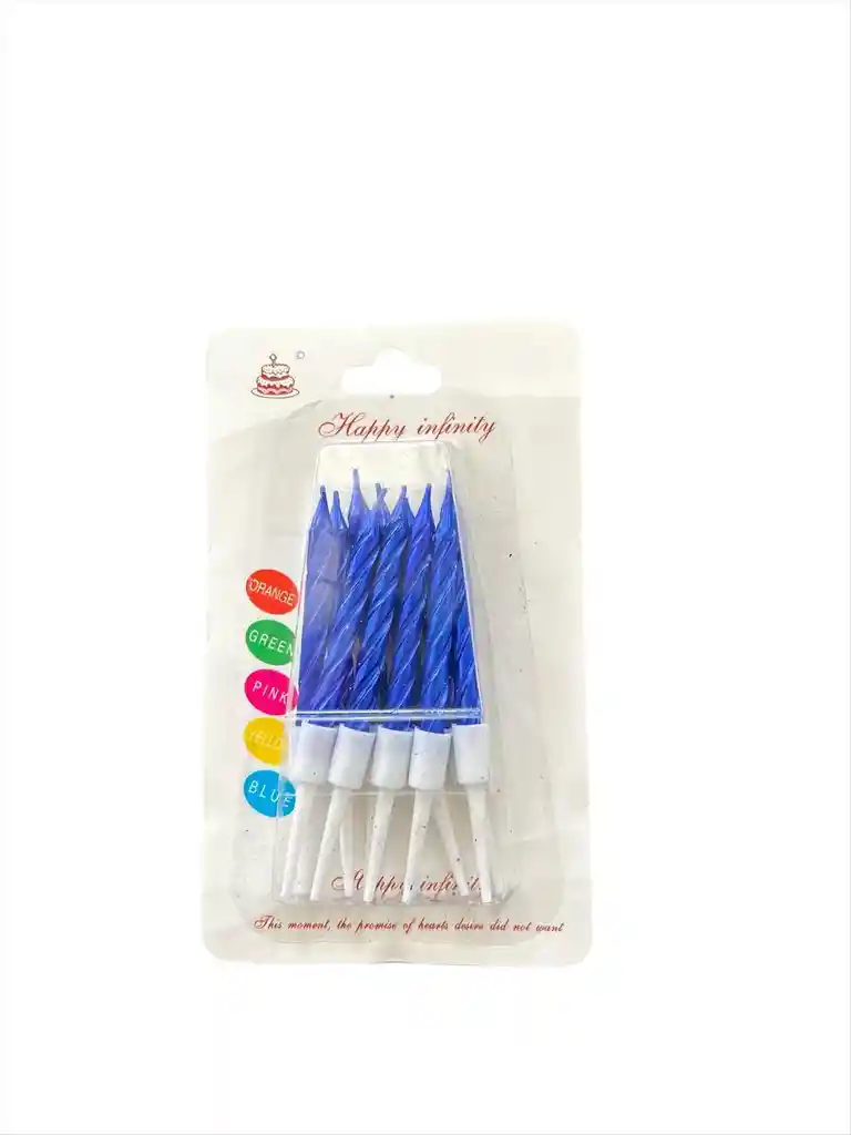 Vela Para Torta De Cumpleaños Por 10 Unidades Color Azul