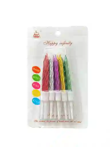 Vela Para Torta De Cumpleaños Por 10 Unidades Colores Surtidos