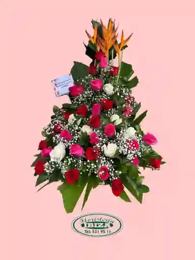 Arreglo Rosa Roja, Rosada Y Blanca