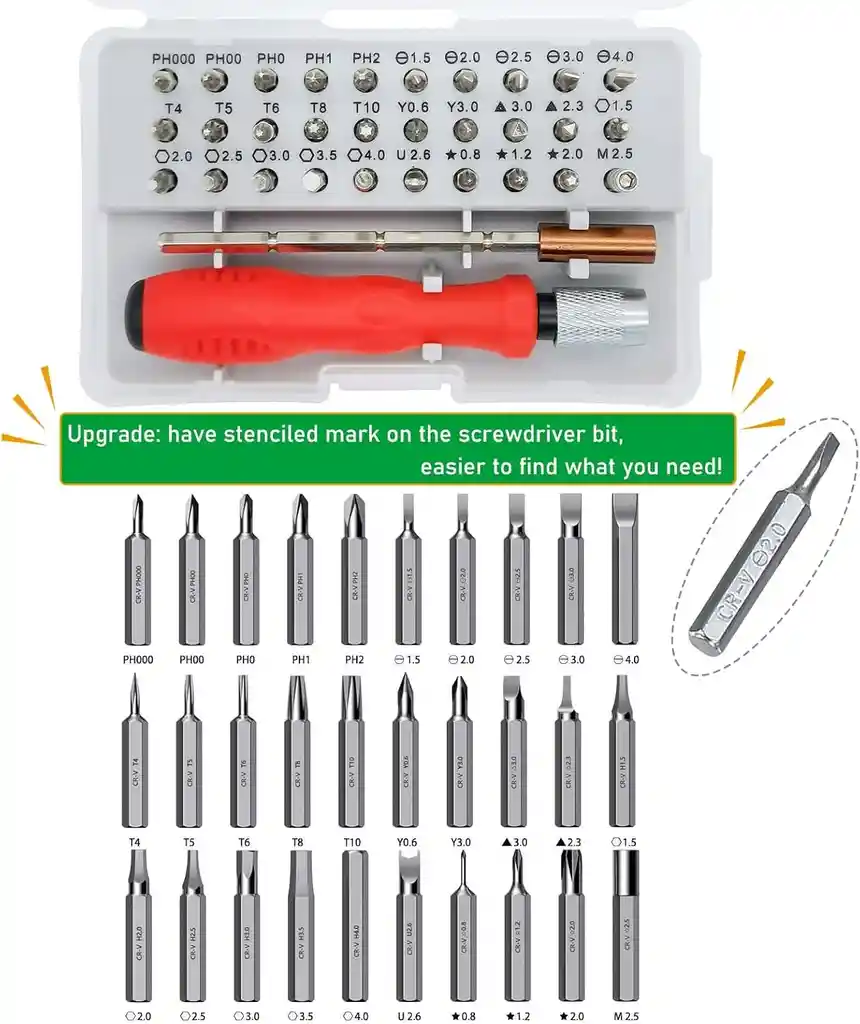 Set De Destornilladores De Precisión 6011 – 32 Piezas | Compacto, Completo Y Profesional | Rojo