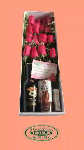 Caja Larga De Rosas Y Baileys