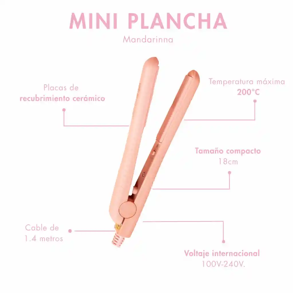 Mini Plancha Mandarinna Cabello Liso Alisado Plancha Compact