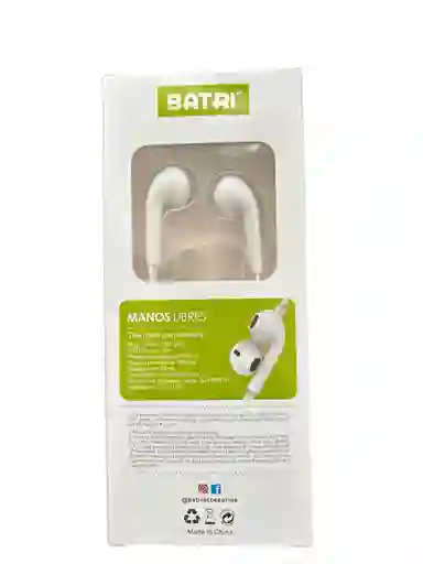 Audifonos De Cable Marca Batri B-10 Para Celular Android Colores Disponibles Negro, Blanco Y Azul