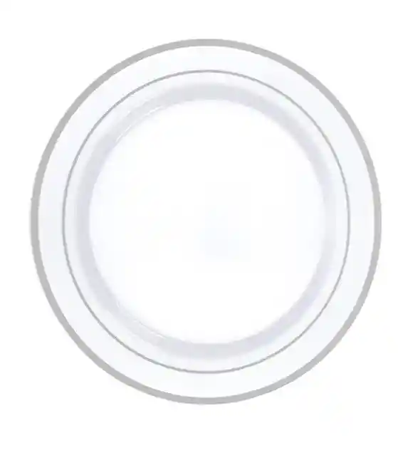 Plato 26 Cms Blanco Borde Plateado