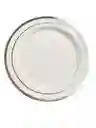 Plato 26 Cms Blanco Borde Plateado