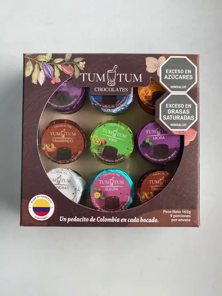 Chocolate 75% Vegano Caja X 9 Unidades Marca Tum Tum
