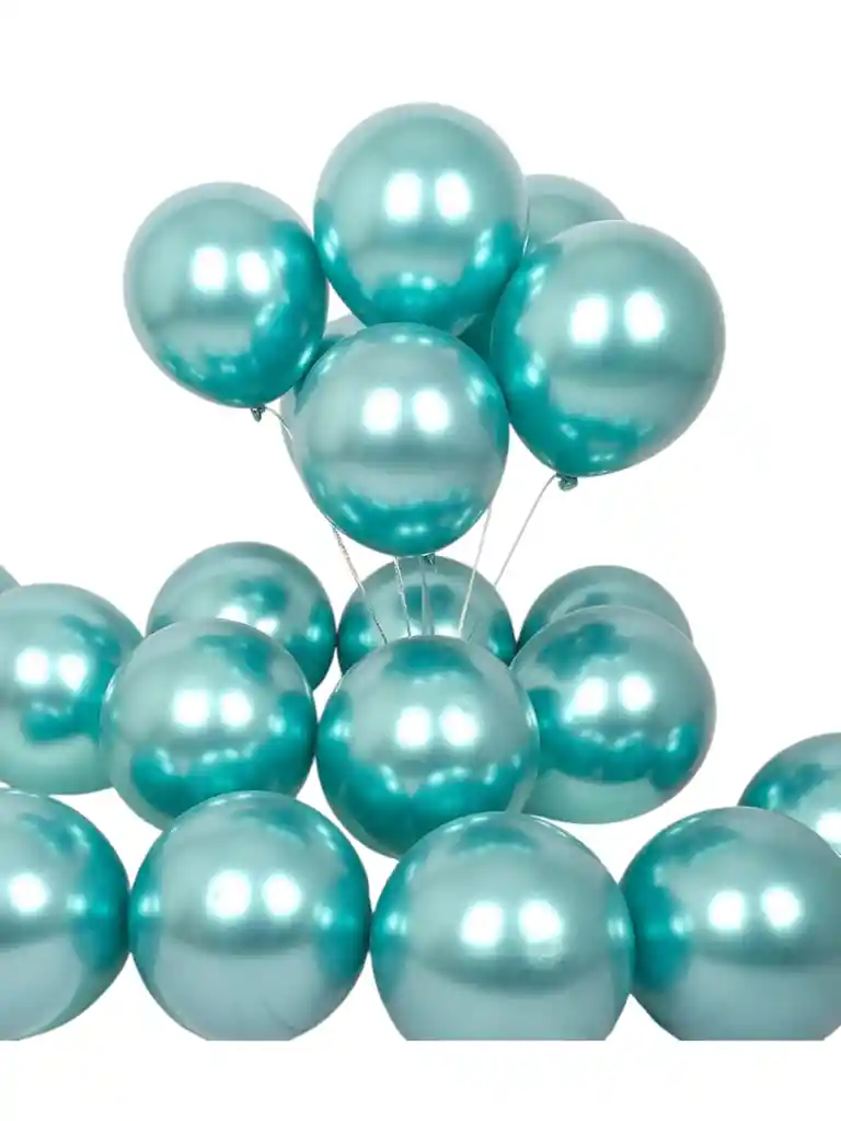 Globos Cromados Tipo Espejo Decoracion Fiestas Color Verde X50 Und
