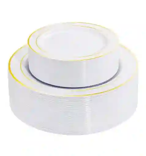 Set Platos Borde Dorado X12 Unds (6 Platos Grandes Y 6 Platos Pequeños), Platos Elegantes, De Lujo