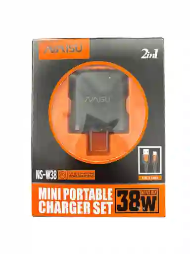 Cargador De Pared Doble Proposito 2 En 1 Tipo C Y Tipo Usb De 38w Carga Rapida Marca Naisu