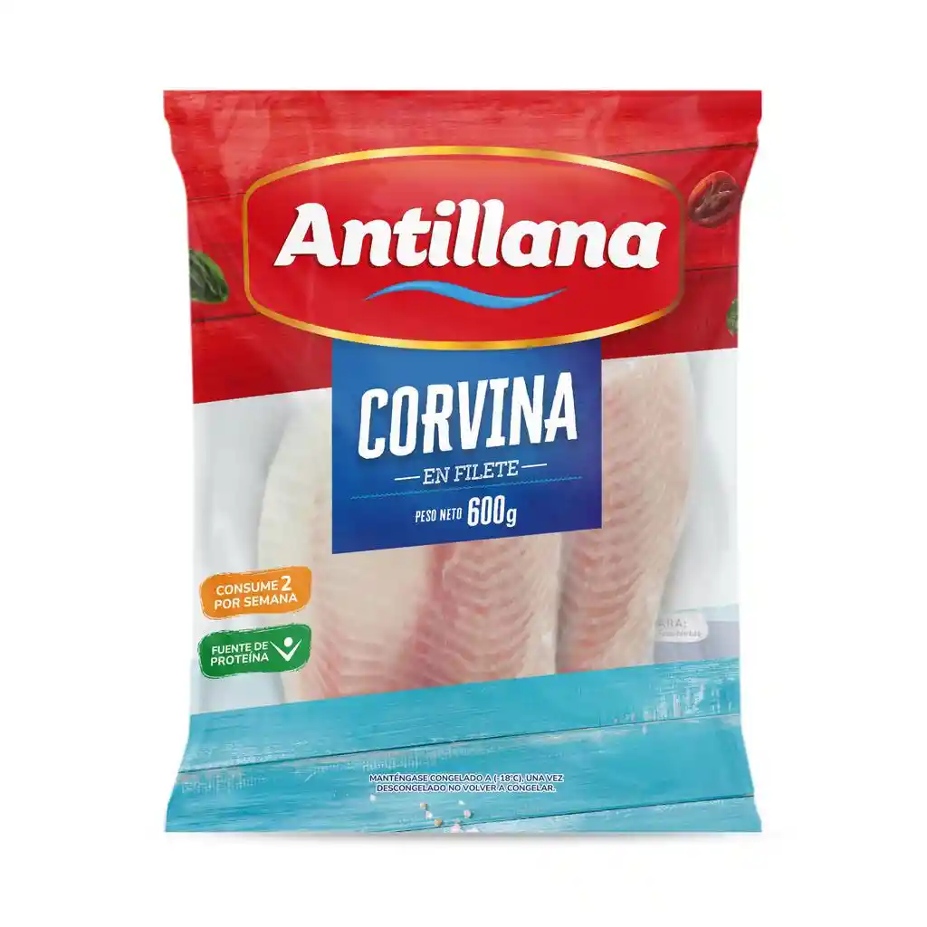 Antillana Filete De Corvina Congelado, Empacado Al Vacío, 600 G