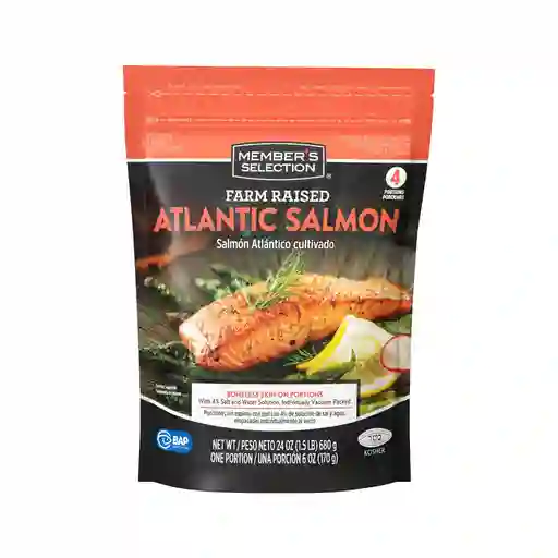 Porciones De Salmón Congelado Con Piel Sin Hueso 680 G