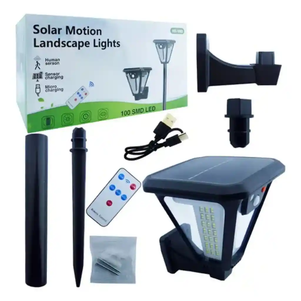 Lampara Farola Solar Sensor De Movimiento Exterior