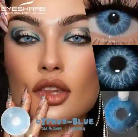 Lentes De Contacto Color Azul Claro Halloween Cyprus Blue