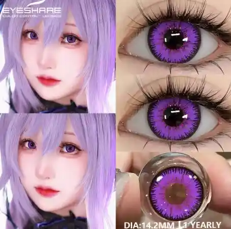 Lentes De Contacto Color Morado Borde Negro Halloween Ayy Purple