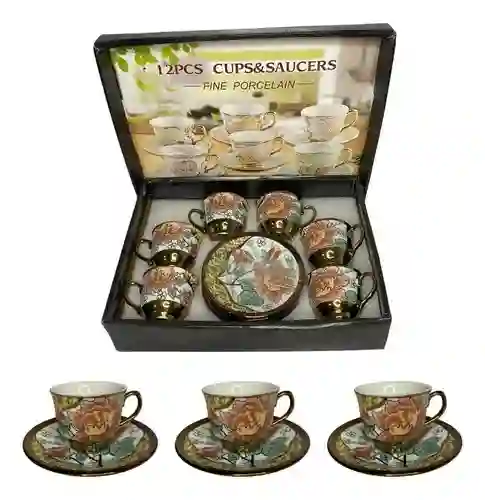 Juego Te Cafe Ceramica Cafe 6 Taza + 6 Plato Taza Pocillo