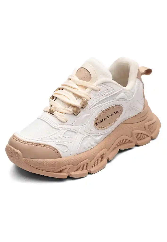 Tenis Mujer Marfil-tabaco Talla 38 Tellenzi C2