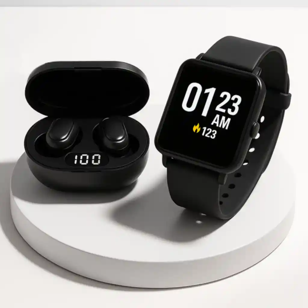 Reloj Smartwatch + Audífonos Inalámbricos, 2 En 1 - Combo Inteligente