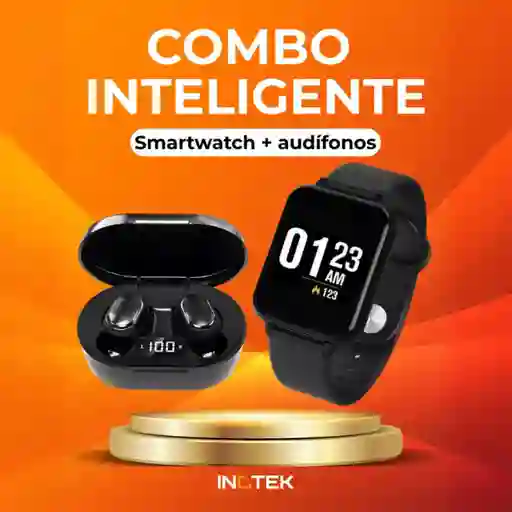 Reloj Smartwatch + Audífonos Inalámbricos, 2 En 1 - Combo Inteligente