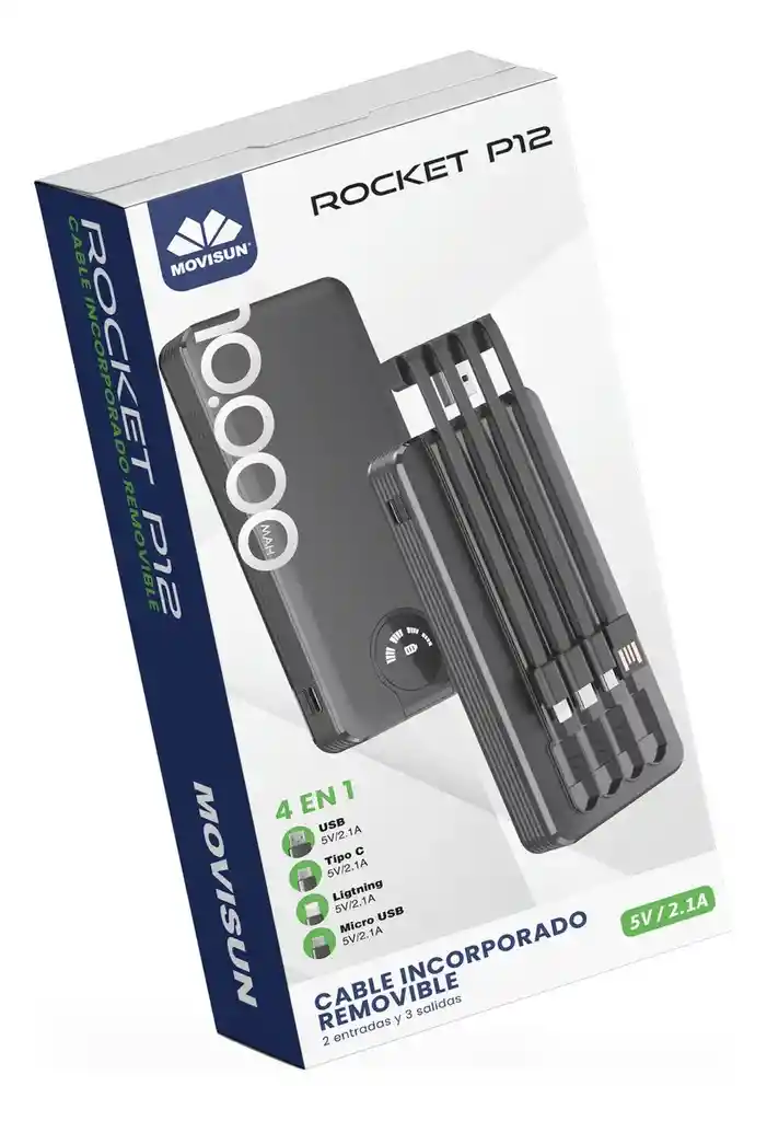 Power Bank Cargador Portátil 10.000mah Movisun P12