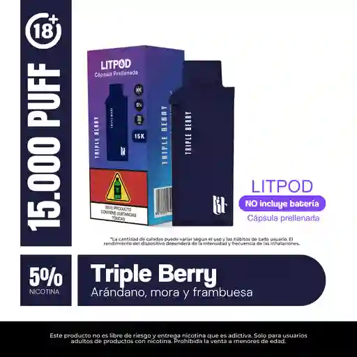 Pod Lit Triple Berry 15000 Puffs 5%