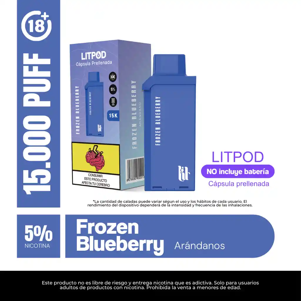 Pod Lit Frozen Blueberry 15000 Puffs 5%