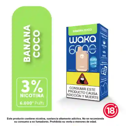 Vape Waka Banana Coco 6000 Puffs 3%