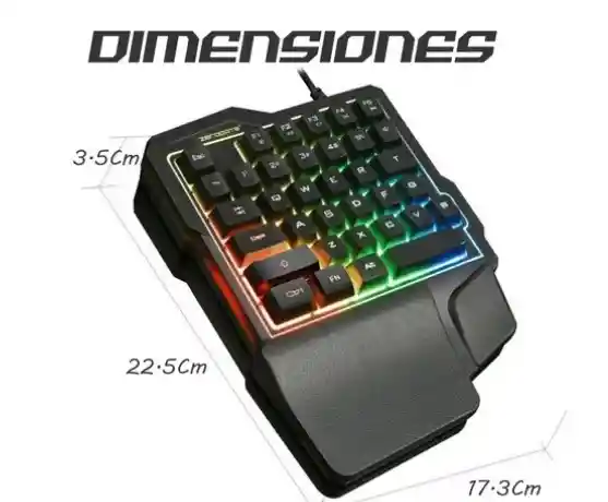 Teclado Gamer Una Mano Retroiluminado