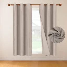 Cortina 100% Blackout 2 Paños Tipo Lino 107x160cm - Beige