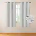 Cortina 100% Blackout 2 Paños Tipo Lino 107x160cm - Ivory