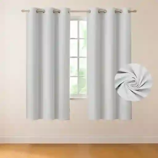 Cortina 100% Blackout 2 Paños Tipo Lino 107x160cm - Ivory