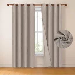 Cortina 100% Blackout 2 Paños Tipo Lino 220x140cm - Beige