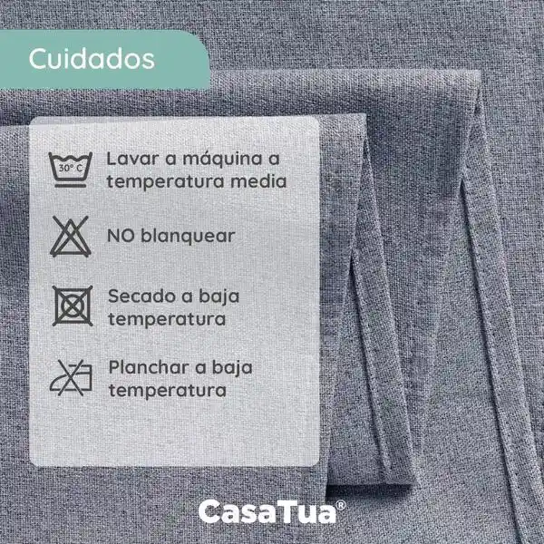 Cortina 100% Blackout 2 Paños Tipo Lino 220x140cm - Azul