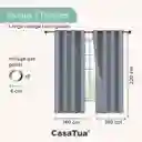 Cortina 100% Blackout 2 Paños Tipo Lino 220x140cm - Azul