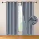 Cortina 100% Blackout 2 Paños Tipo Lino 220x140cm - Azul