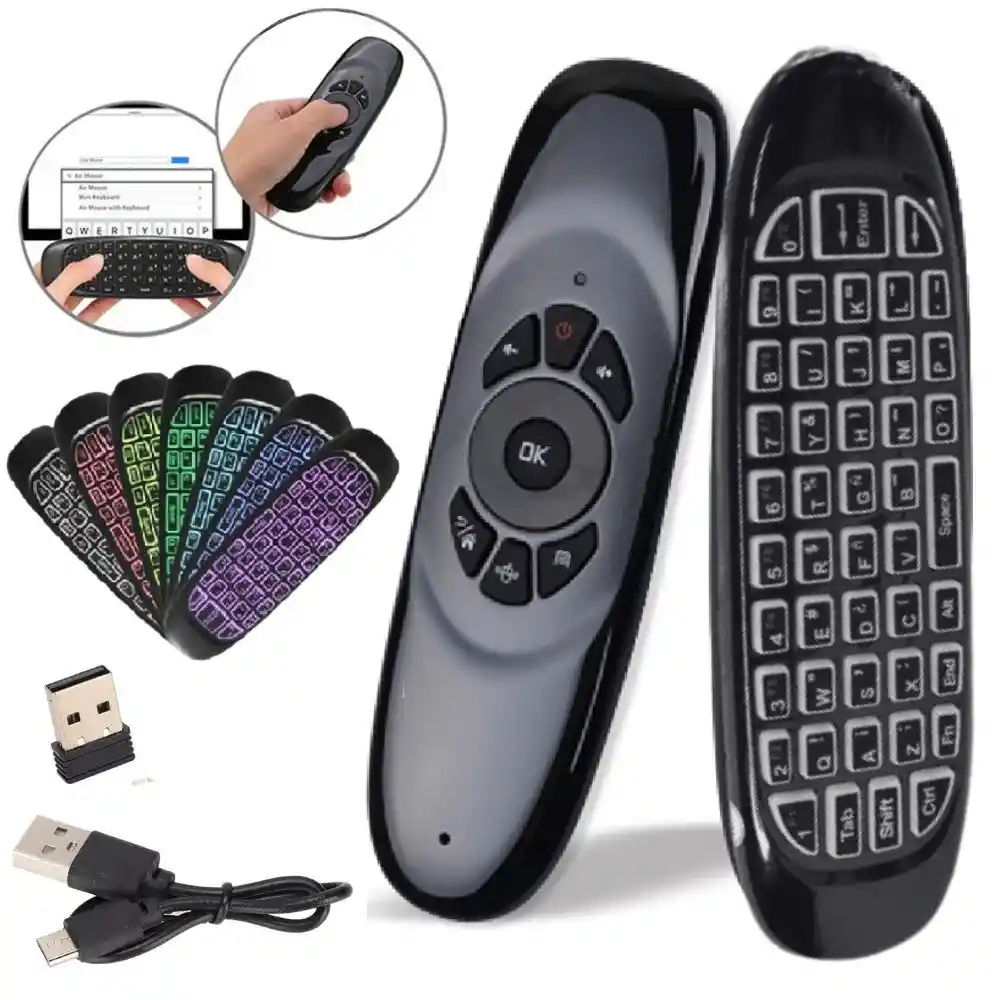 Mini Teclado Control Smart Tv Inalambrico Air Mouse Recargable Usb Sin Microfono