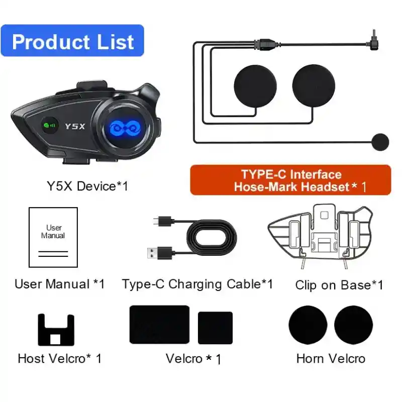 Intercomunicador Auriculares Casco Bluetooth Y5x Manos Libre