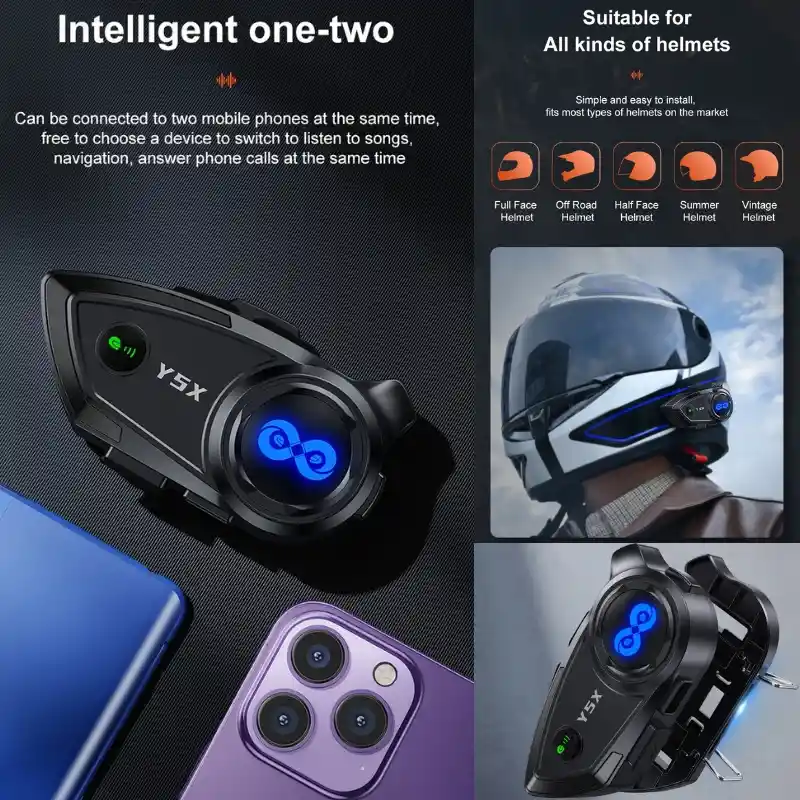 Intercomunicador Auriculares Casco Bluetooth Y5x Manos Libre