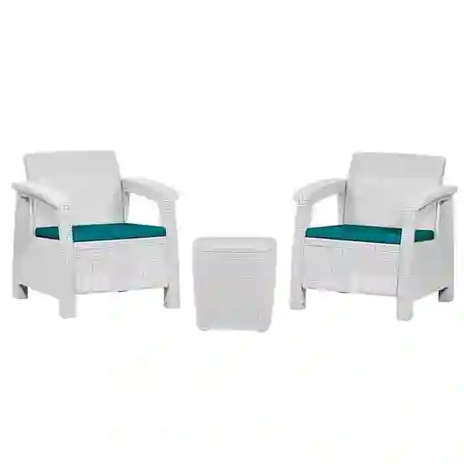 Sala Ferrara Estar 2 Puestos +mesa Tipo Baúl -blanco
