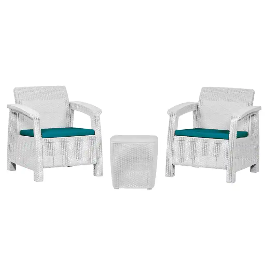 Sala Ferrara Estar 2 Puestos +mesa Tipo Baúl -blanco