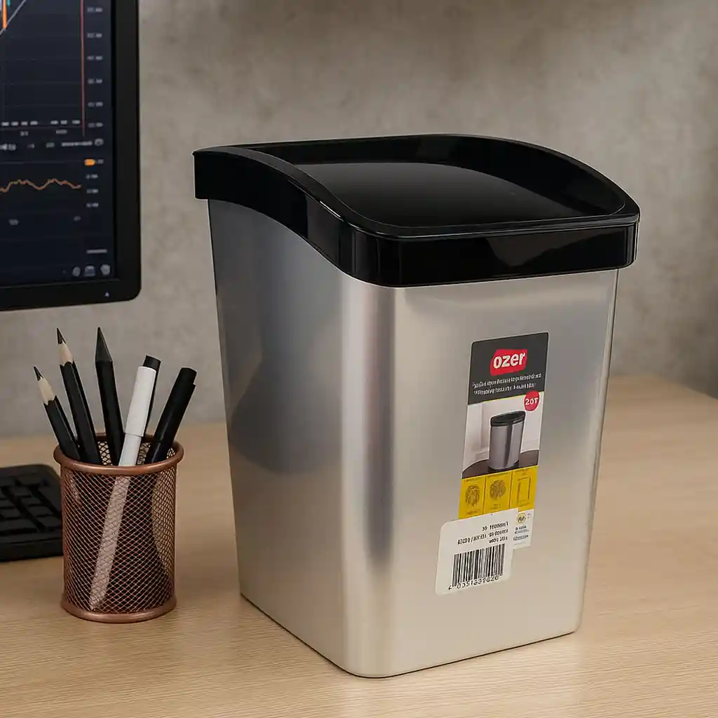 Papelera Mini Vaivén 3.3l Metálica Estra 4-1051879 -plateado
