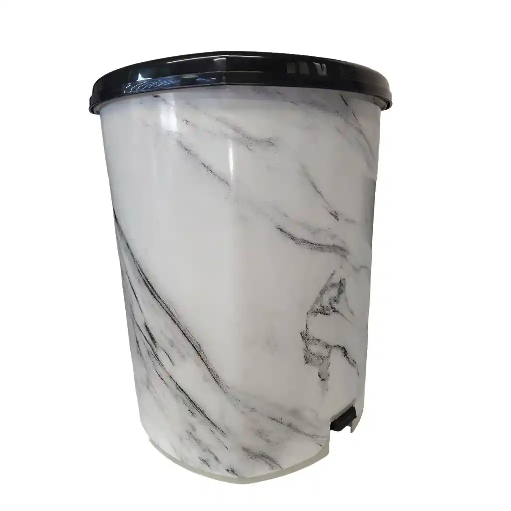 Papelera Pedal 20l Mármol Estra 4-1051875 -blanco/negro