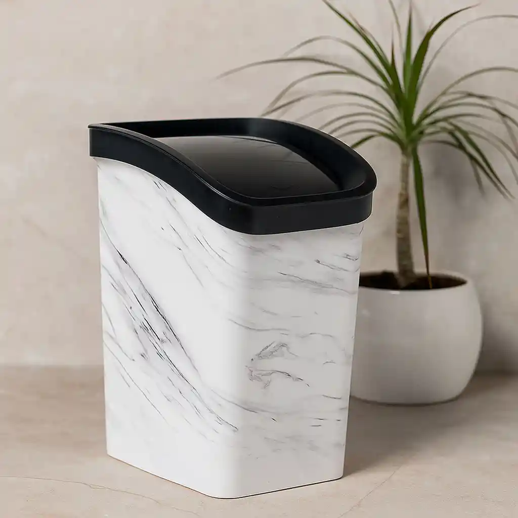 Papelera Vaivén 6l Mármol Estra 4-1051883 -blanco/negro