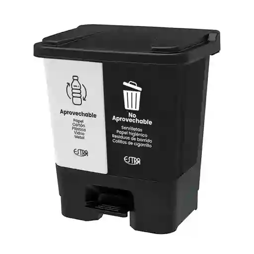 Papelera Doble Pedal 40l Estra 4-1051128 -blanco/negro