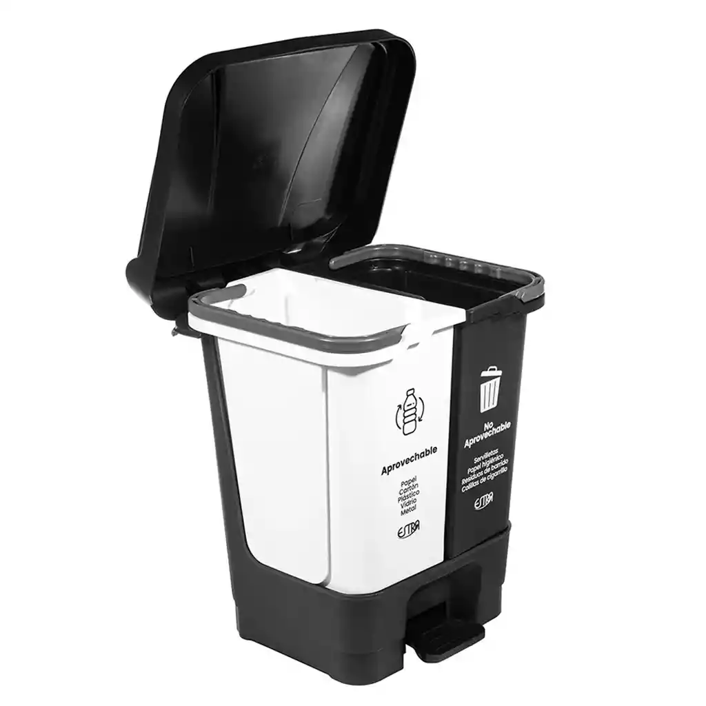 Papelera Doble Pedal 40l Estra 4-1051128 -blanco/negro